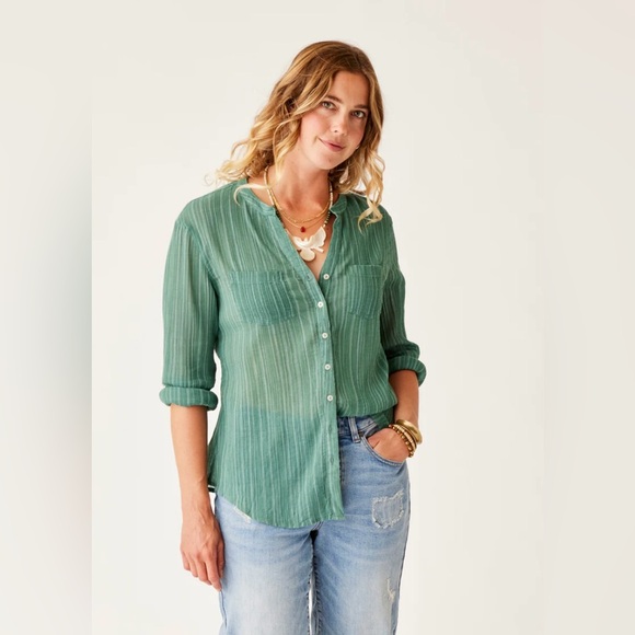 Carve Designs Teal Button Down Shirt - Picture 2 of 8